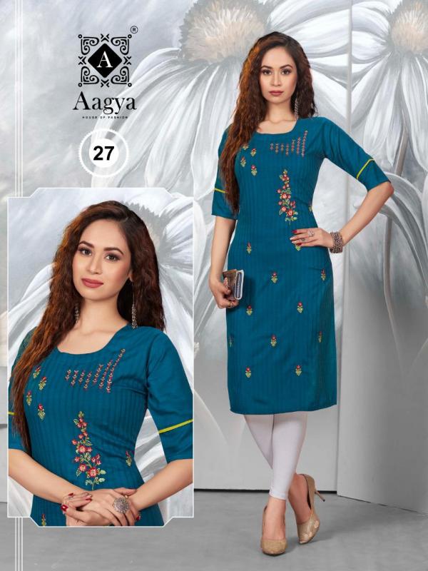 Aagya Barbie Girl Fancy Rayon Designer Embroidery Kurti Collection